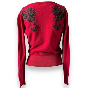 Teenage Runaway Rose Button Down Cardigan Red & Black Size Small